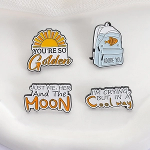 Set of 4 cute enamel pins featuring Harry music lyrics on a clean white background
