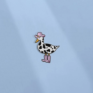 Cowboy Duck Brooch Zinc Alloy Enamel Pin Cow Print Pink Hat Boots Badge For Clothing Bag Decorative Accessories For Women Men