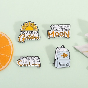 Cartoon Quote Enamel Brooch Fun Sun Backpack Alloy Pin Unique Lettering Badge Accessory For Bag Clothing Decoration Gift