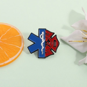 Broche émaillée Star of Life et Fire Dept pour sacs à dos et vêtements
