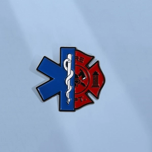 Broche Émail Étoile De La Vie EMS Et Croix De Malte Pompiers En Alliage De Zinc Symbole Professionnel Pour Cadeau Médecins Pompiers
