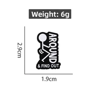 Detail view of cartoon enamel skull pin with size dimensions 2.9cm x 1.9cm and 6g weight