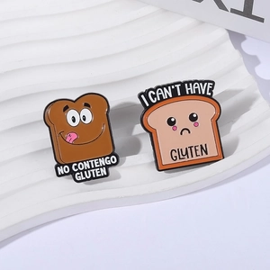 Niedliches Cartoon-Toast-Emaille-Pins-Set mit kreativen glutenfreien Brot-Abzeichen
