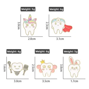 Guide des tailles indiquant dimensions et poids des broches en émail dentaire