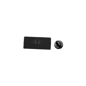 Matte black enamel pin back component with metal plate and rubber clutch fastener