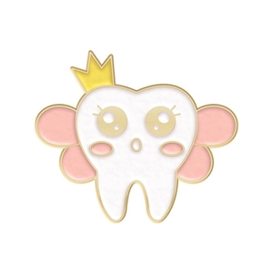 Broche dent en émail avec couronne et ailes pour dentistes et vêtements enfants