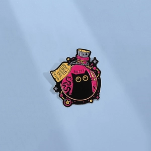 Cartoon Black Cat Magic Potion Bottle Enamel Brooch Pin Fun Alloy Badge For Clothing Backpack Accessories Jewelry Gift