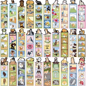 Collection of 30 cute cartoon dog bookmarks with creative illustrations for planners