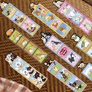 30pcs Cartoon dog bookmarks set with diverse breeds and cute comic style illustrations