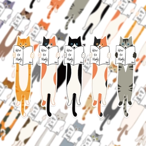 Set di cinque segnalibri a forma di gatto carino per la lettura e lo scrapbooking fai da te