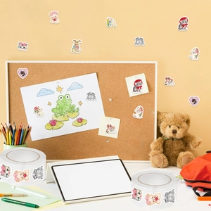 Detail of cute cartoon animal stickers for scrapbooking and creative decoration