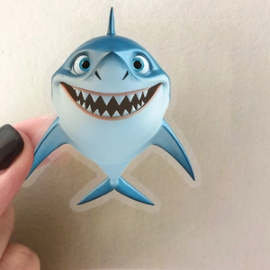 50 pieces realistic PET animal stickers featuring cartoon shark for luggage and bottles