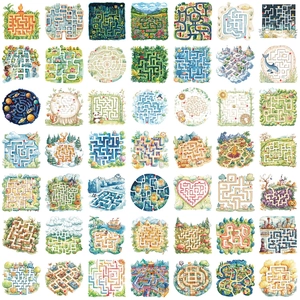 50pcs waterproof cartoon maze game stickers for laptop and guitar DIY decoration
