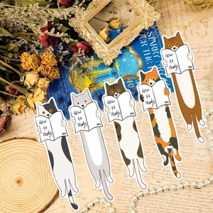 Niedliche Cartoon-Katzen-Lesezeichen Set mit fünf Motiven für Buchliebhaber und DIY
