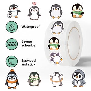 Détails d'autocollants pingouin imperméables avec adhésif puissant et surface facile à peler