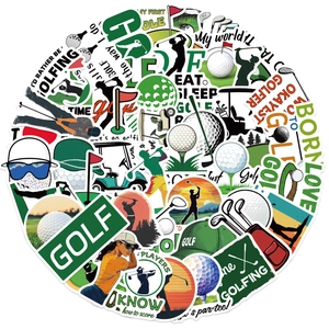 Dettaglio di adesivi da golf impermeabili con motivi sportivi vivaci in verde e bianco
