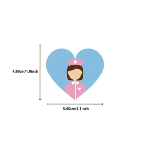 Detail showing dimensions of a pink nurse cartoon sticker with 1.9 inch height