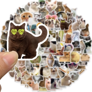 Set of 100 waterproof cat meme stickers for DIY decoration on laptops and guitars