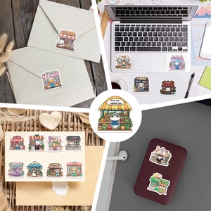 50pcs cute cartoon animal shop graffiti stickers for laptop guitar and luggage decoration
