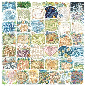 Cartoon Maze Game Decorative Stickers Waterproof PVC DIY Puzzle Decals For Laptop Luggage Guitar Kids Educational Toy Stickers