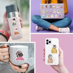 50 pieces of colorful pop art animal stickers for decorating laptops and water bottles