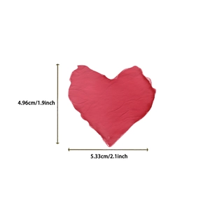 Detailed size chart of a red heart sticker with 5.33cm width and 4.96cm height