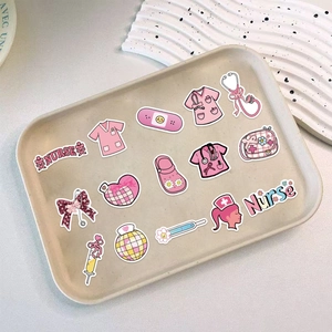 Set of 14 pink nurse-themed waterproof vinyl stickers for laptop and DIY decor