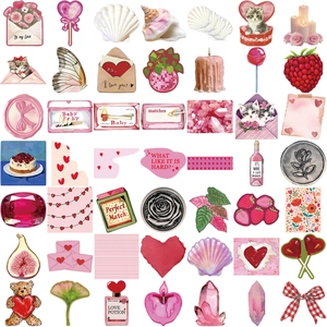 Set of 50 pink Y2K girlhood graffiti stickers for decorating laptops and luggage