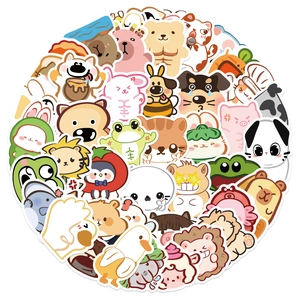 Variety pack of waterproof cartoon animal stickers for laptop and luggage decoration