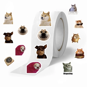 500pcs roll of cute cat meme stickers for journaling and gift decoration in waterproof PVC