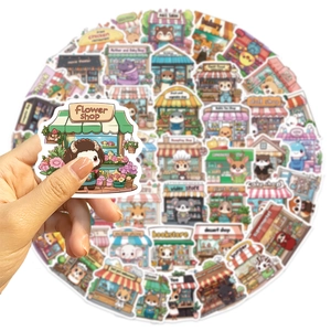 50pcs cute cartoon shop graffiti stickers for laptop guitar and travel luggage decor