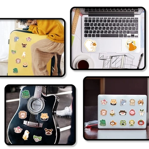 Waterproof cartoon animal stickers applied on guitar, laptop and suitcase surfaces