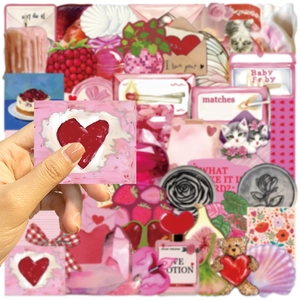 50 pieces of Y2K girlhood themed pink waterproof stickers for DIY laptop and guitar decor