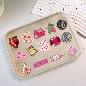 Set of 50 Y2K girlhood graffiti stickers featuring pink strawberries and floral designs