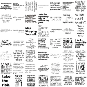 Set of 50 black and white inspirational quote stickers for laptops and guitar decoration