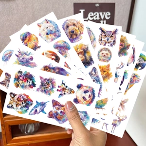 Tatuaggi temporanei animali acquerello impermeabili con disegni di leone e panda