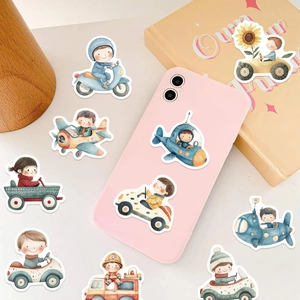 Waterproof transport vehicle stickers shown as creative decoration on a pink phone case