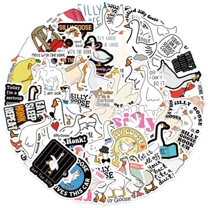 Set of 50 funny cartoon goose stickers for laptop and guitar waterproof vinyl decals
