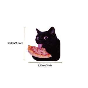 Détail d'un autocollant chat de dessin animé imperméable avec dimensions 5,38x5,12 cm