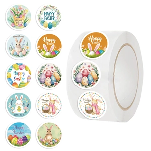 Easter Sticker Roll Washi Paper Bunny Egg Flower Pattern Decorative Seal Labels For Envelopes Gift Cards Scrapbooking