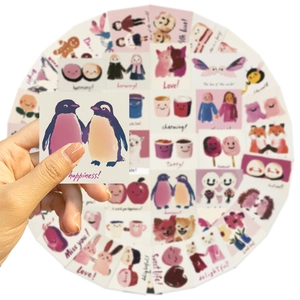 Lot de 50 autocollants LOVE mignons dessinés à la main pour ordinateur et bagage, étanches