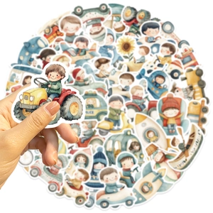 50 pieces of cartoon vehicle graffiti stickers for kids luggage and guitar decoration