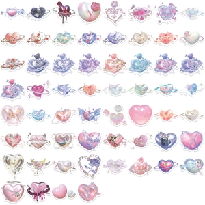 60Pcs INS style 3D heart graffiti stickers for decorating laptops and guitars