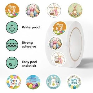 500pcs Easter Bunny and Egg roll stickers with waterproof adhesive for decoration