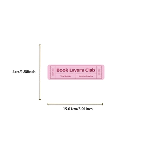 Detailed dimensions of pink retro Book Lovers Club bookmark measuring 15.01x4cm