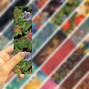 Tropical floral art bookmarks with vibrant leaves and flowers for creative journaling