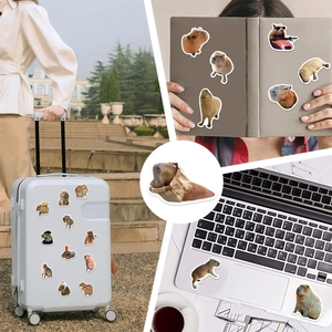Lot de 50 autocollants capybara imperméables pour décorer ordinateur, guitare et valise