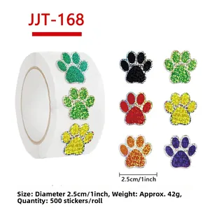 Rouleau de 500 autocollants hologrammes pailletés de pattes de chien pour scrapbooking