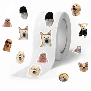 Rotolo da 500 adesivi per cani carini per decorazione diario e sigillatura di buste