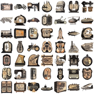 50 pieces of vintage mechanical industrial style stickers for laptops and luggage